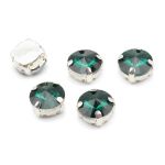 Хрустальные стразы в цапах круглой формы, изумрудный 10 мм, 5 шт. Astra&Craft, РЦ015НН10