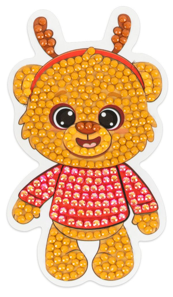 Алмазная (кристальная) мозаика Фрея ALVM-092, магнит Праздничный мишка, 5.5х10.5 см