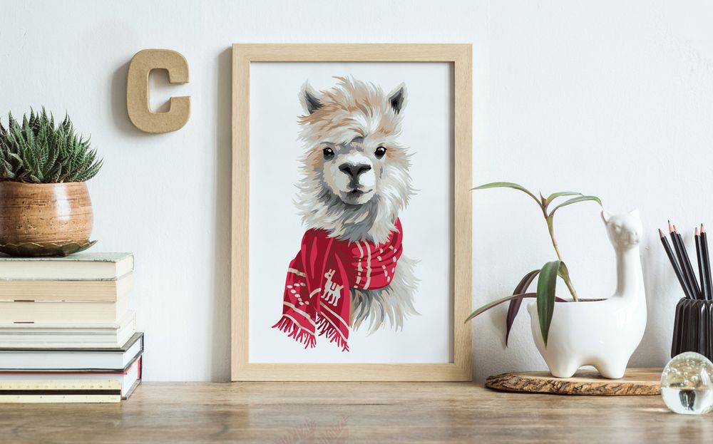 Картина по номерам Фрея, Пушистый альпака, 30х20 см