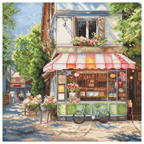 Набор для вышивания нитками LetiStitch L8101, Магазин на углу 24х24см