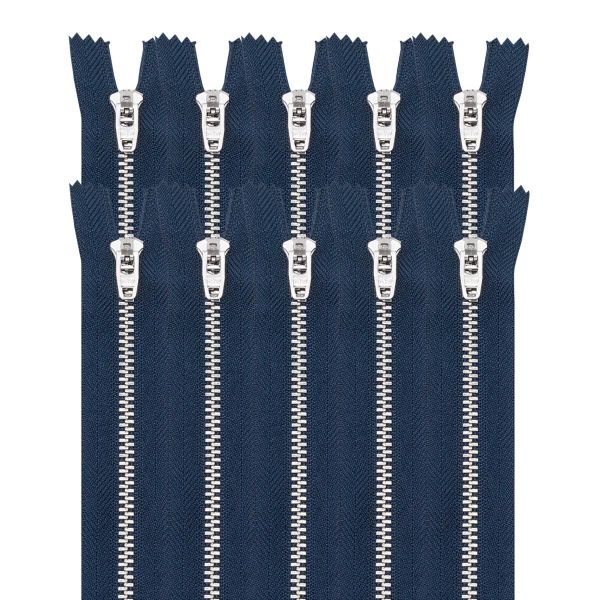 Молния металл джинсовая Т5 (5 мм) 1 зам., н/раз., 18 см, синий, 39141/18-Н, 10 шт