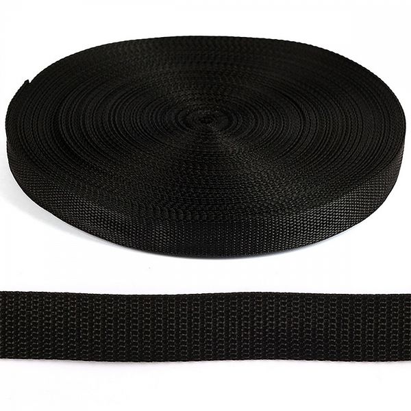 Стропа (ременная лента) 25 мм / 50 метров, толщ. ≈1.2 мм, 000 черный