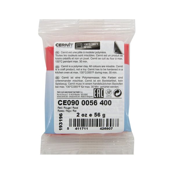 Полимерная глина Cernit №1 запекаемая, классическая 250гр, 400 красный