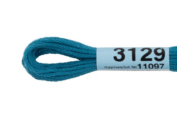 Мулине Gamma 100% хлопок, цв.3129 мор.волна, 24 мотка по 8 метров