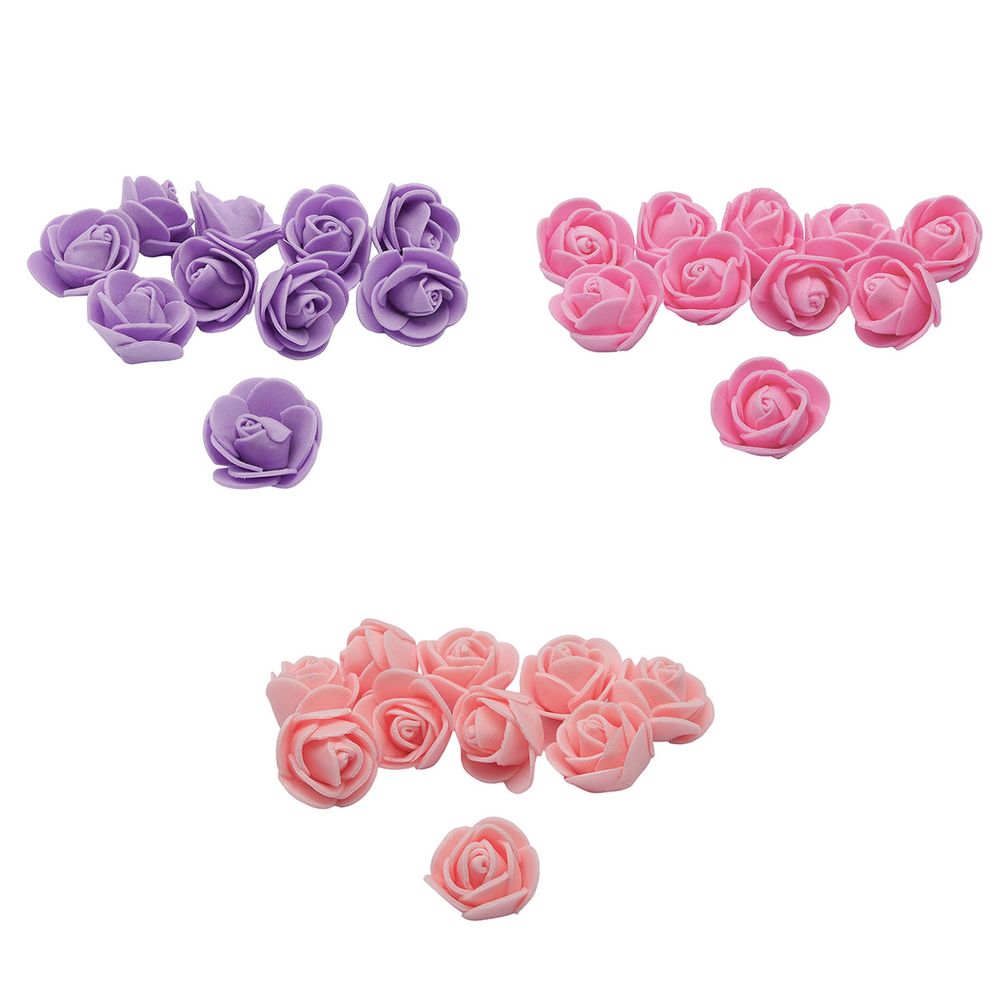 Цветочек-розочка из фоамирана 38 мм, микс №20, 3 цвета, 30 шт