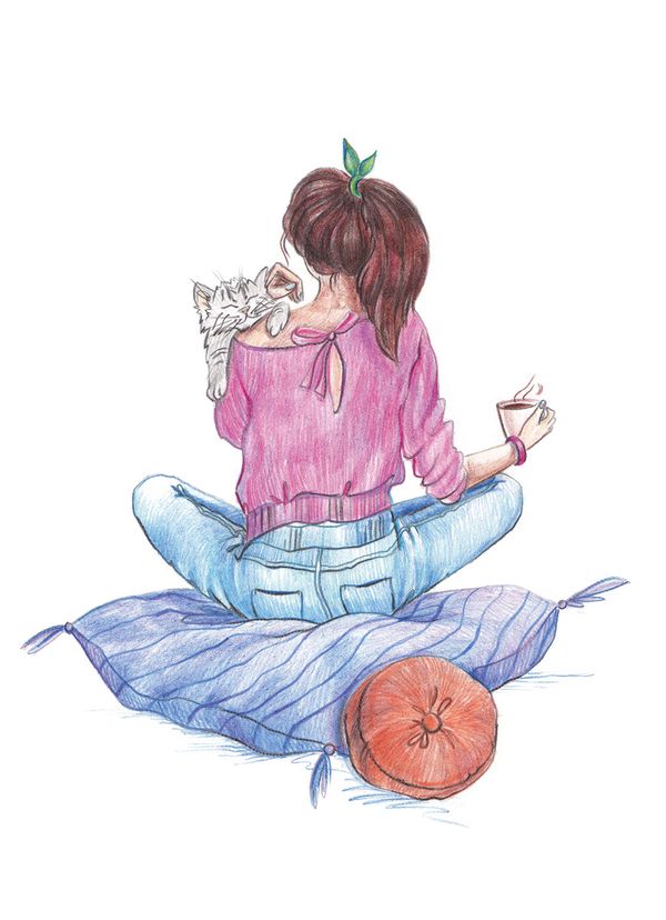 Скетч для раскрашивания цветными карандашами Уютный день 29.5х20.5 см, 1 л, Фрея