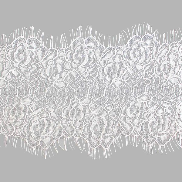 Кружево шантильи (реснички) на сетке 95 мм, белый, 3 метра