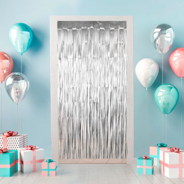 Занавес праздничный Дождик 100х200 см, 02-серебристый, матовый, Boomzee GBZ-10