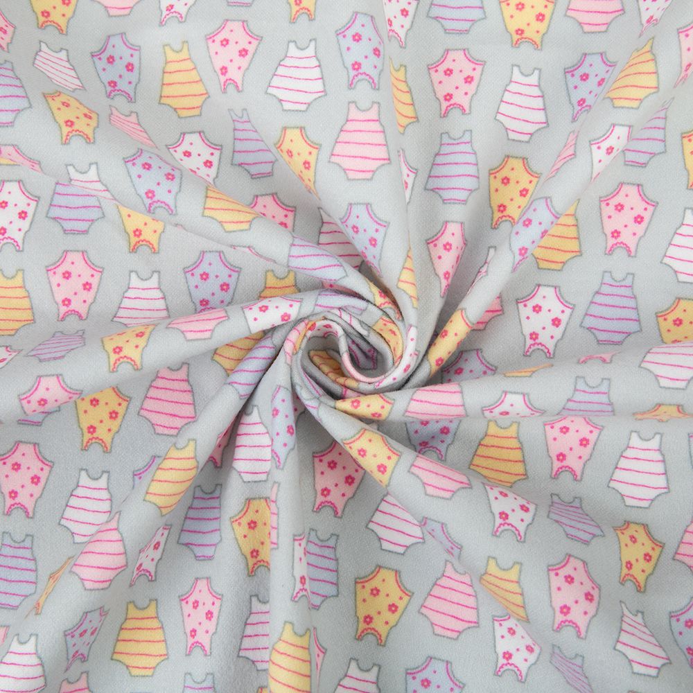 Ткань для пэчворка Peppy Молочные сны фланель, рулон 112 см / 5 метров, МС-06 серый, Peppy