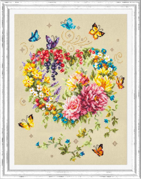 Набор для вышивания нитками Чудесная игла, Нежность Сердца 26х34 см