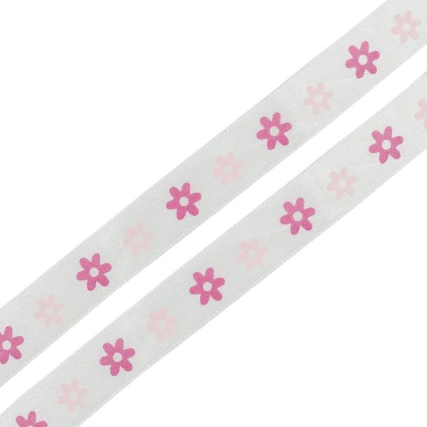 Лента атласная с рисунком 15.0 мм / 3 метра, Цветочки, Globus