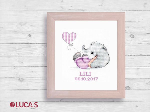 Набор для вышивания нитками Luca-S, Слонёнок Лили 23х24,5 см