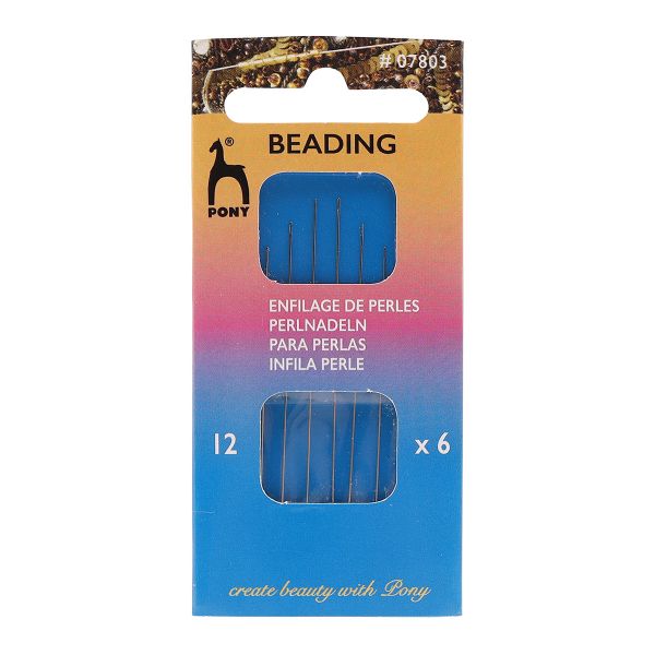Иглы ручные для бисера с серебряным ушком Beading №12, 6 шт, PONY, 07803