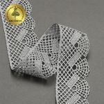 Кружево гипюр (плетёное) 45 мм, диз. 148, цв.04 св.серый, уп. 9 м, Kruzhevo