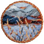 Набор для вышивания нитками Panna Живая картина JK-2338, Брошь. Горная река, 5.5х5.5 см