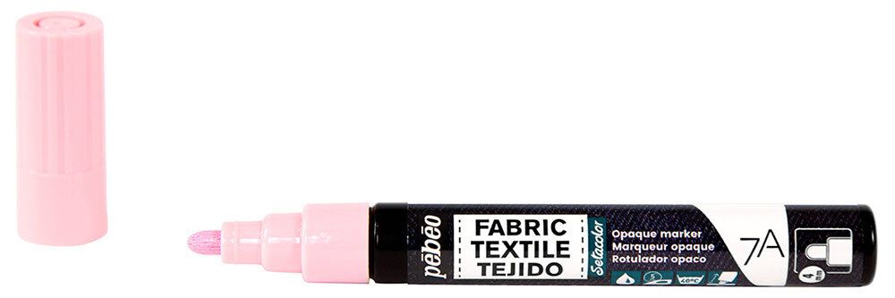Маркер для темных и светлых тканей 7A Opaque 4 мм, перо круглое, 6 шт, 804452 Пастельный розовый, Pebeo