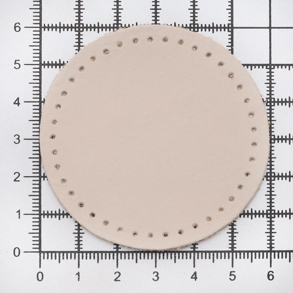 Заплатки пришивные из кожи, круг ⌀6см с перфорацией, 2 шт, 100% кожа, 06 бежевый, 9111