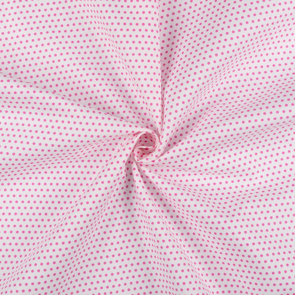 Ткань для пэчворка Peppy Бабушкин сундучок, отрез 50х55 см, 140 г/м², БС-05 кр.горох белый/яр.розовый, Peppy