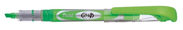 Маркер-выделитель текста с жидкими чернилами 24/7 Highlighter 1-3.5 мм, скошенное 12 шт, SL12-KX салатовый, Pentel