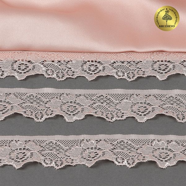 Кружево эластичное (стрейч) 30 мм, L839, цв.168/S185 серебристый пион уп.28м, Kruzhevo