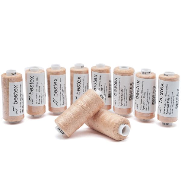 Нитки швейные бытовые Bestex 40/2, 365 м (400 ярд) / 10 кат., 025 абрикосовый