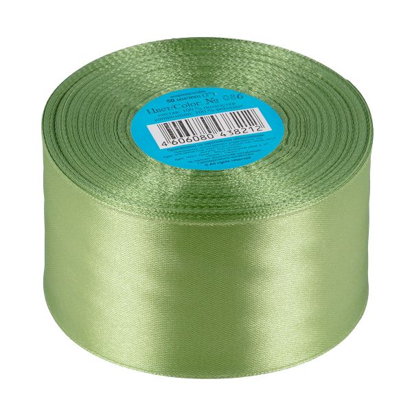 Лента атласная 1-сторонняя 50.0 мм / 33±2 метра, 086 серо-зеленый, Gamma