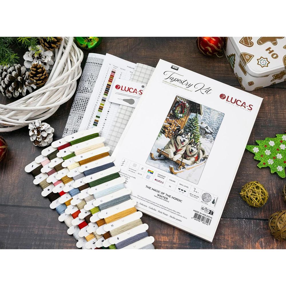 Набор для вышивания нитками Luca-S G722, гобелен Волшебство Северной зимы 20х30см