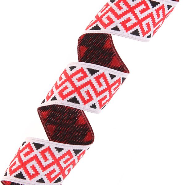 Лента (тесьма) жаккардовая 28.0 мм / 10±0.5 метров, Славянский орнамент, 28113 красный