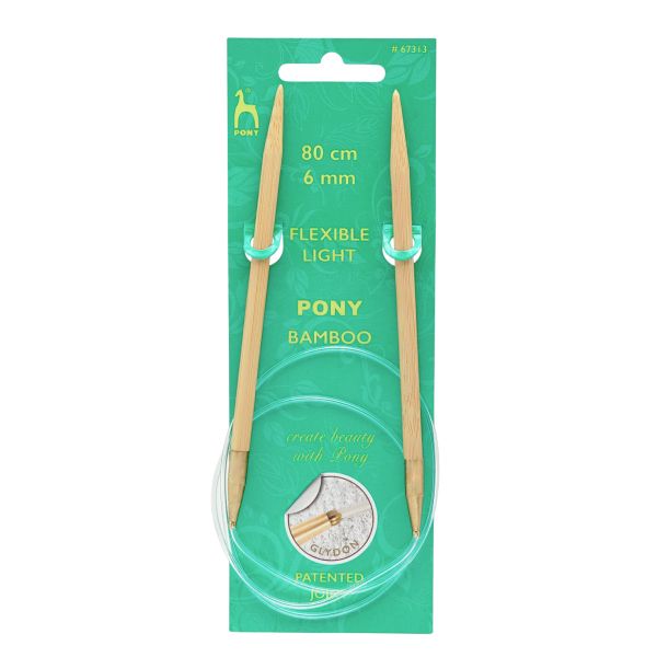 Спицы круговые Pony Bamboo ⌀6.0 мм, 80 см, бамбук, 67313