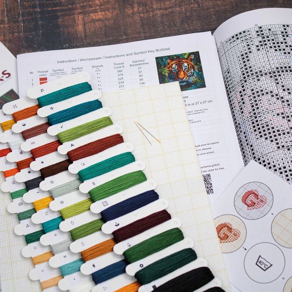 Набор для вышивания нитками Luca-S, Тигр в джунглях, 27х27см