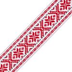 Лента (тесьма) жаккардовая 35.0 мм / 20±1 метров, белый, красный, с19219