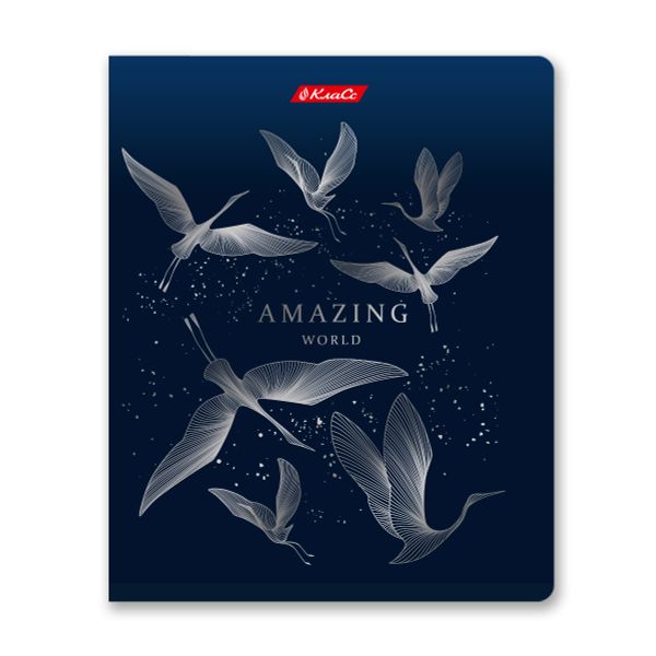 Тетрадь ученическая общая, матовая ламинация + тиснение серебряной фольгой, A5+ 96 л. на скобе 60 г/м², белизна 100%, 5 шт, клетка в термоусадочной пленке, 000770 Удивительная, Светоч 96ТЕТк-007