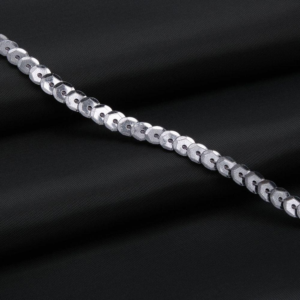 Тесьма пайетки, 6 мм, 73м (2 черный)