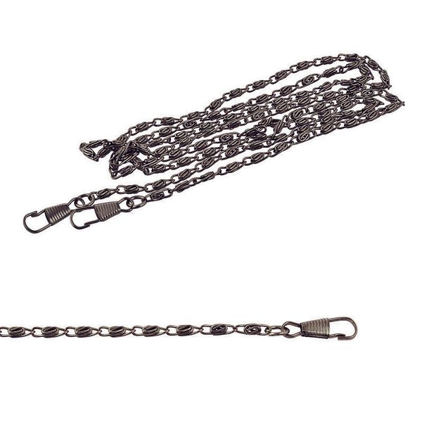Цепочка для сумки с карабинами металл 1200мм толщ.3,5мм цв.черный никель, уп.5 шт
