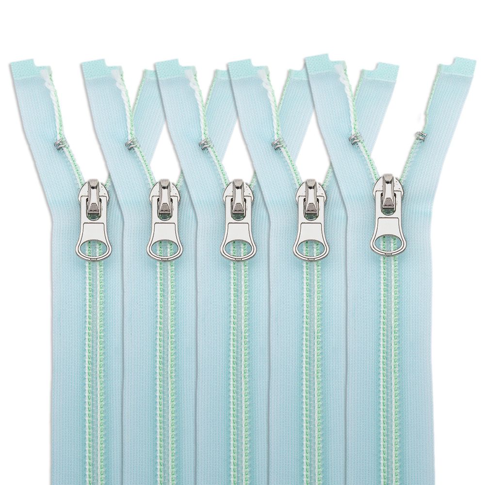 Молния спираль (витая) Т5 (5 мм) 1 зам., разъем., 60 см, прозрачная, металл. слайд., 5 шт