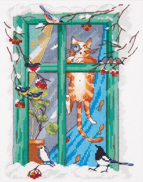 Набор для вышивания нитками Panna, Орнитолог, 18,5х24 см