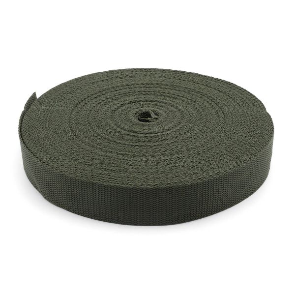 Стропа (ременная лента) 30 мм / 25 метров, толщ. 1.0 мм, [15.8 г/пог.м], 100% п/э, 32 хаки