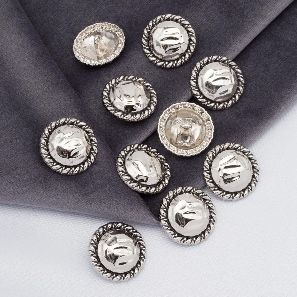 Пуговицы на ножке 36L=23 мм, металл, Silver (серебристый), 10 шт, MP01
