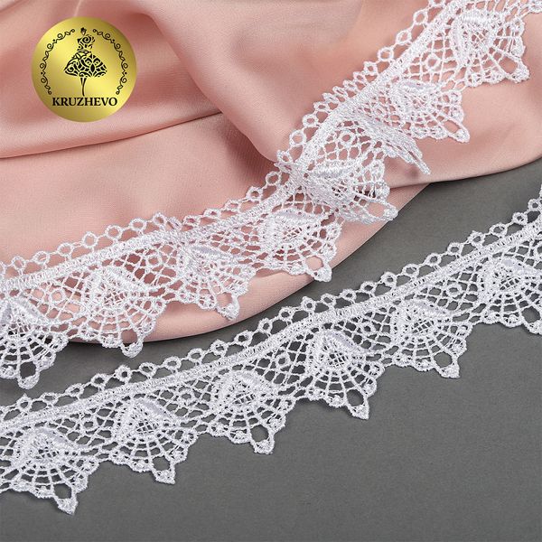 Кружево гипюр (плетёное) 40 мм, TR.4G8084, цв.01 белый, уп.9м, Kruzhevo