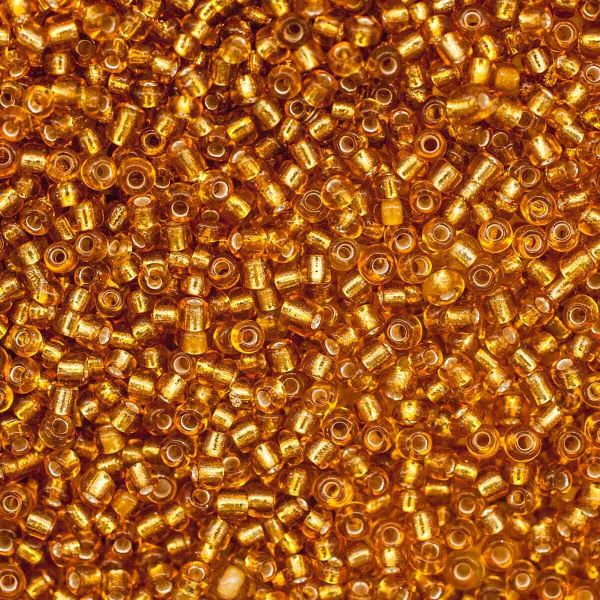 Бисер Astra&Craft 11/0 (2.1 мм), 200 г (10х20 г), цв. 22В золотой/прозр.серебрист.центр(круг.отв.))