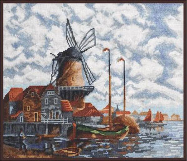 Набор для вышивания нитками Палитра, Голландский пейзаж 28х24см