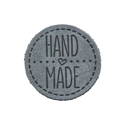 Термоаппликация из кожи Hand Made D4,5см, 100% кожа, 55 светло-серый