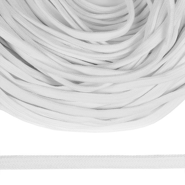 Шнур плоский плетеный х/б ⌀15.0 мм / 50 метров, классическое плетение 001 отбелка