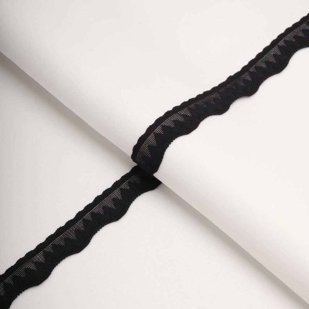 Кружево эластичное (стрейч) 15 мм / 22.86 метра, черный, 3AR2760