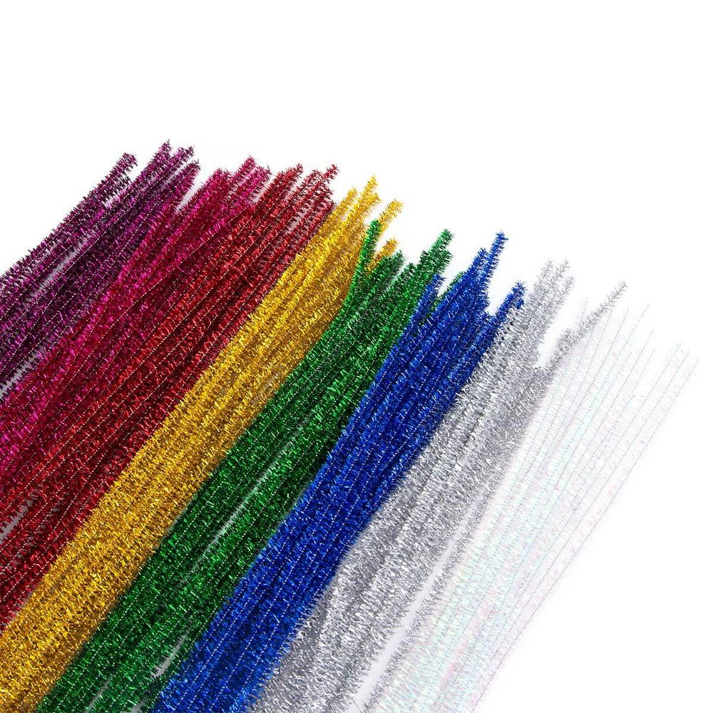 Проволока синельная для творчества блестящая 6 мм / 300мм, 8 цветов, 100 шт, Astra&amp;Craft