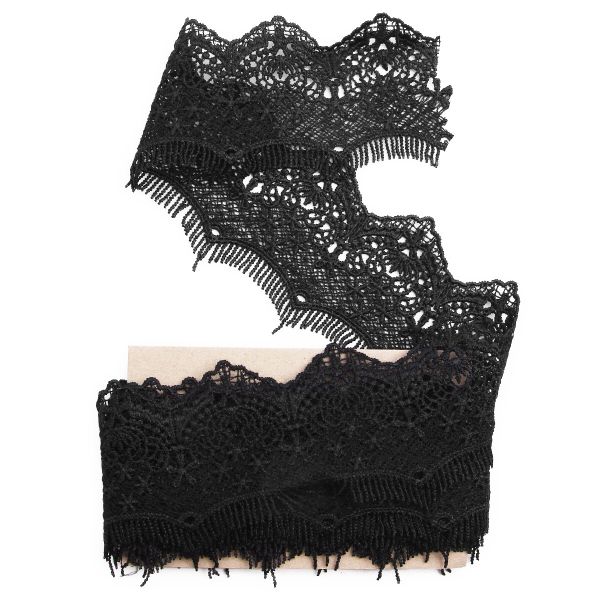 Кружево гипюр (плетёное) 72 мм / 9.14 метров, C580 черный