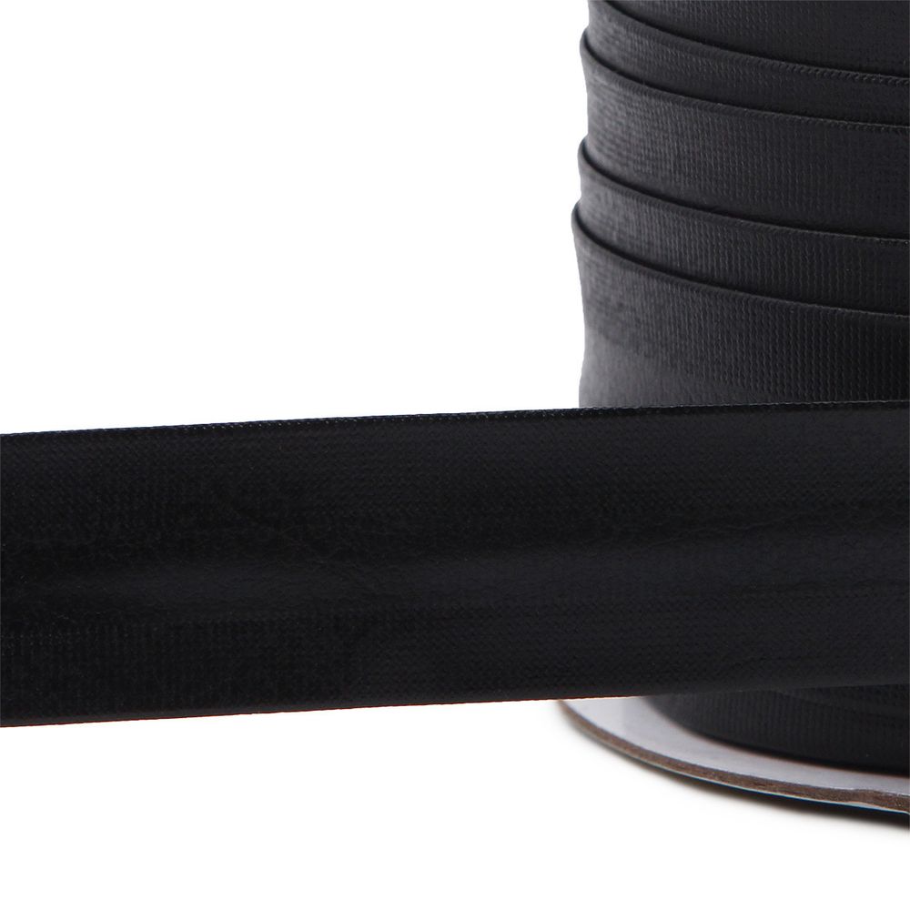 Косая бейка кожзам 20 мм / 45 метров, черный