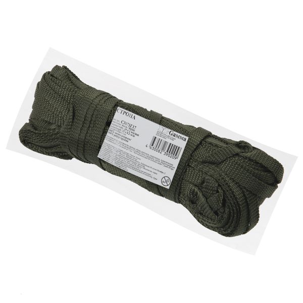 Стропа (ременная лента) 10 мм / 25 метров, толщ. 1.03 мм, [4.7 г/пог.м], 100% п/п, хаки, Gamma С3871Г17