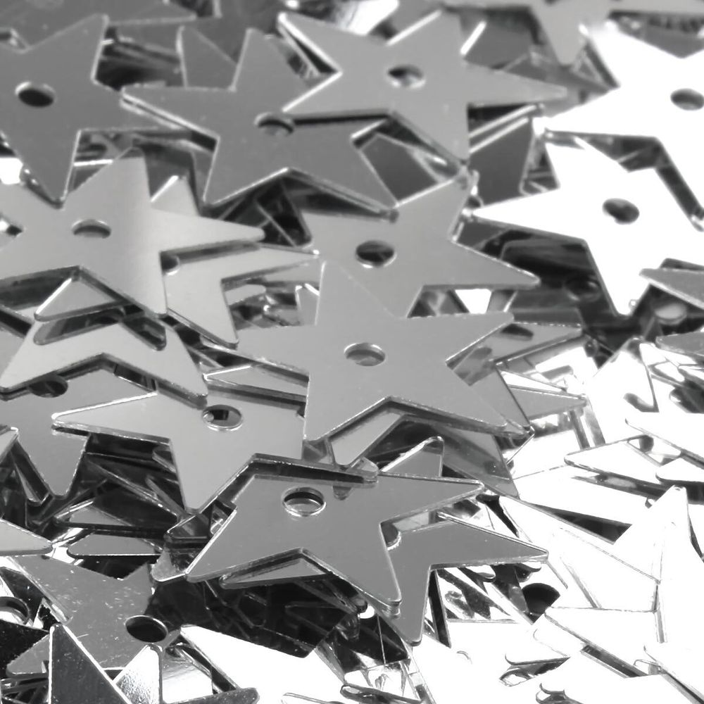 Пайетки фигурные звездочки 13 мм, Астра 10г, 1 серебро, уп.10 шт