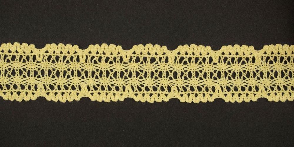 Кружево вязаное (тесьма) 25 мм, цв.св.желтый, Alfa, 25 метров, AF-386-010